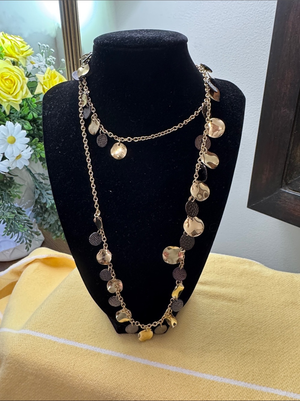 Gold-Tone Disc Long Necklace - Unbranded